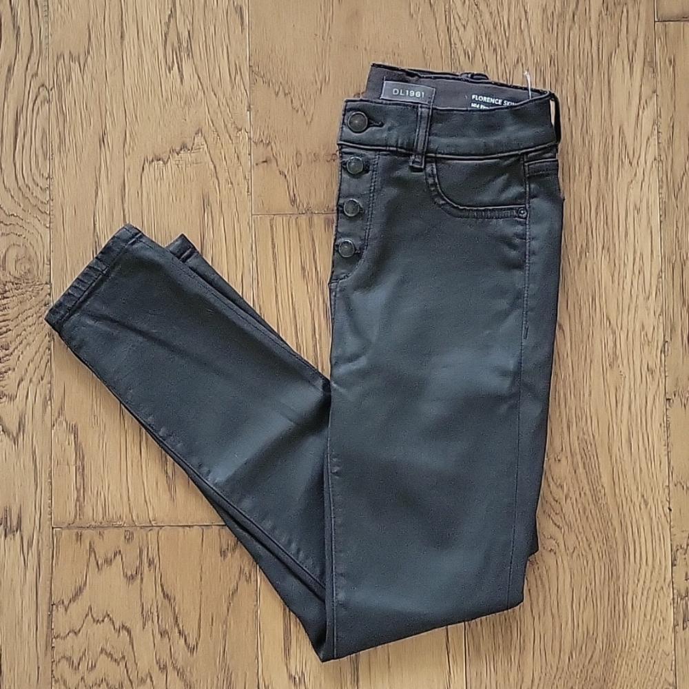 DL1961 Coated Black Skinny Jeans